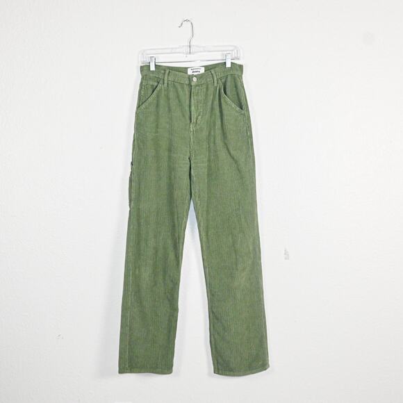 Reformation Women's Wilder Paiter High Rise Wide Leg Corduroy Pants Green 27 - Picture 1 of 7